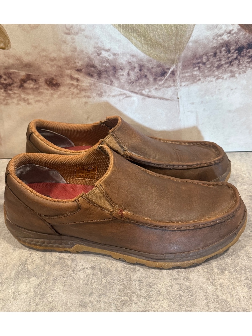 Twisted X Leather Moc-Toe Shoes, Size 11